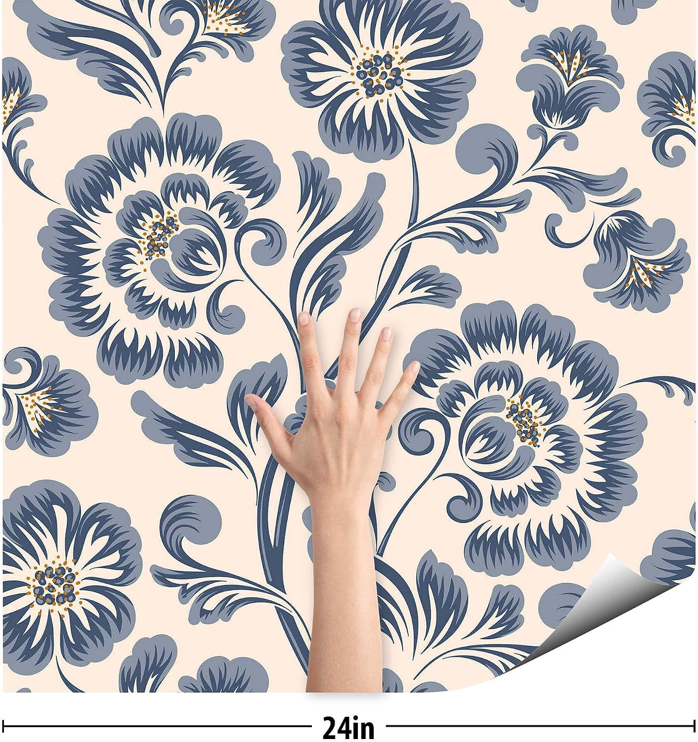 SpeedWallpaper Blue Flower Peel and Stick Removable Wallpaper 5014