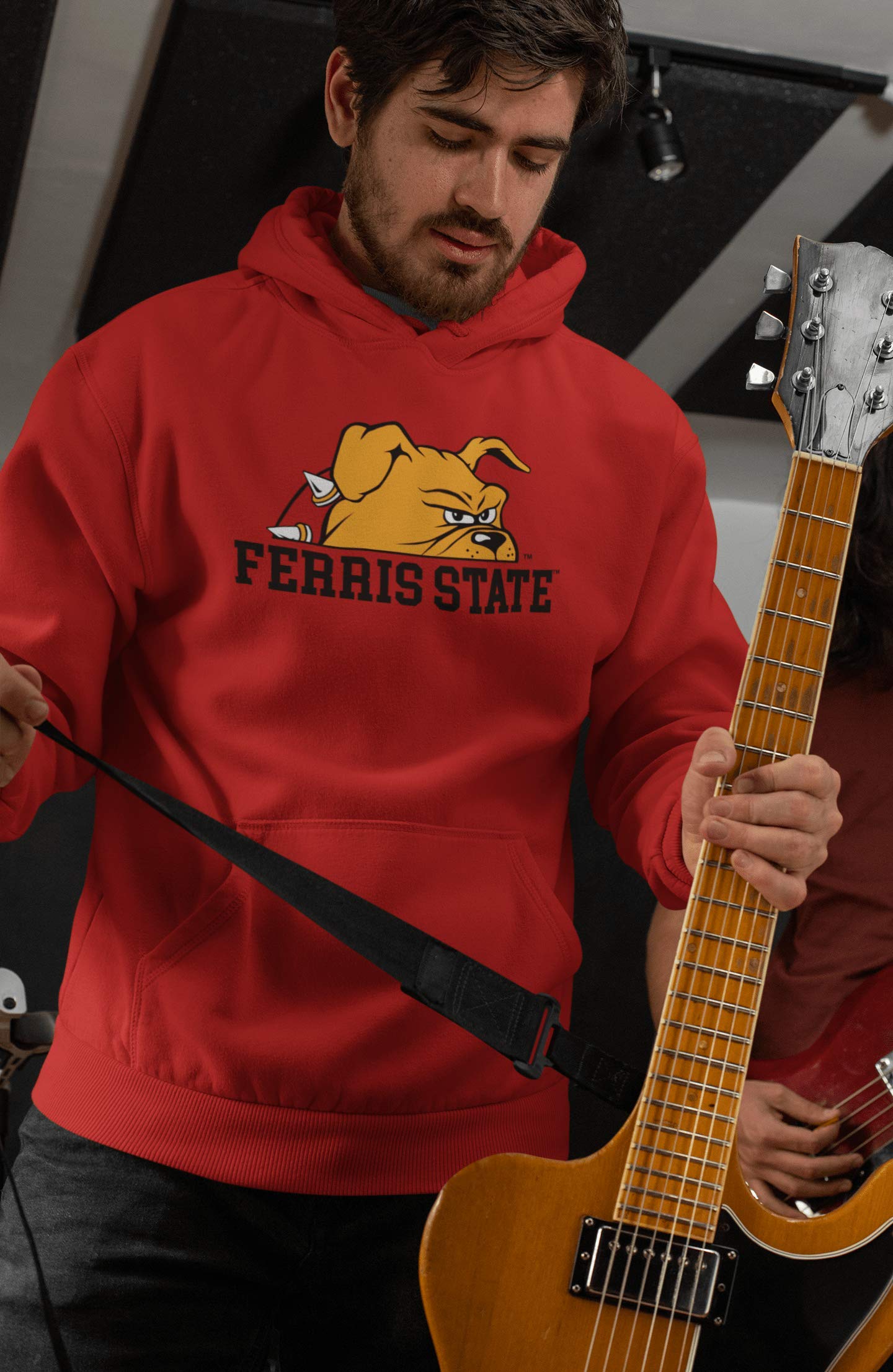CreateMyTee Ferris State Bulldog Half Head Two Color Unisex Hooded Sweatshirt (Red, Small) - Ferris Bulldogs Apparel