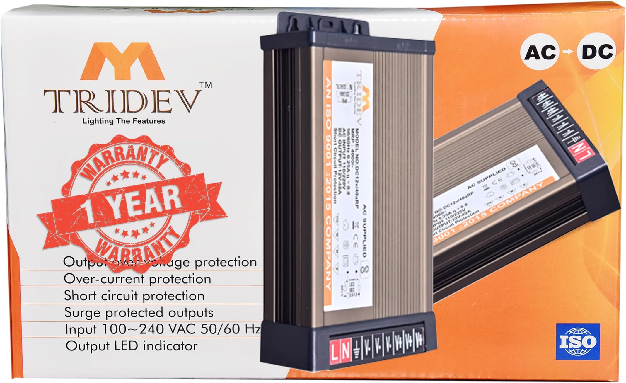TRIDEV TRADERS My TRIDEV RAIN Proof 12V 60A 720W DC Switching Switch Power Supply for LED Strip, CCTV, 12Volt 60Amp (by My TRIDEV)