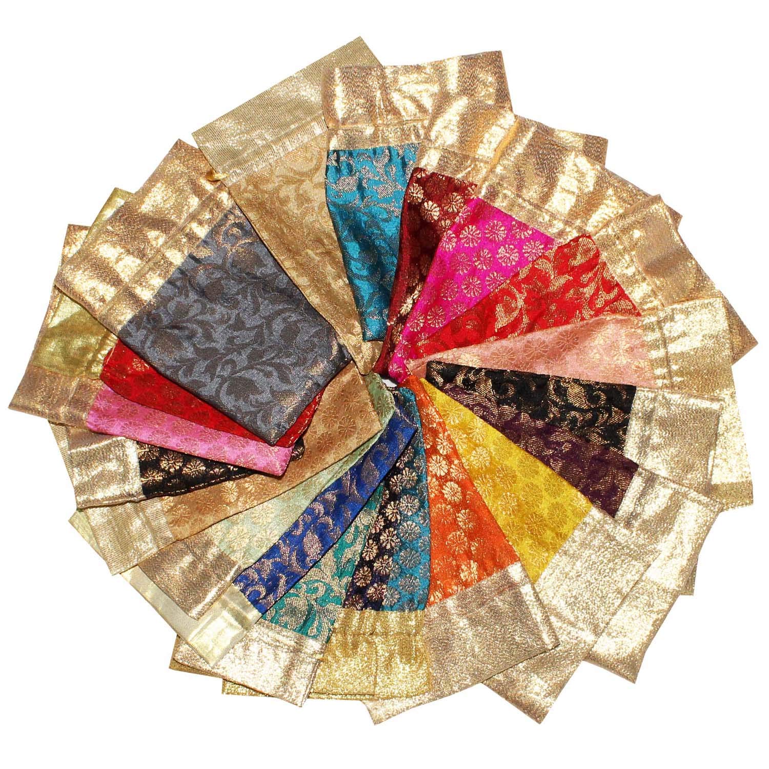 25 Gift Pouch Favors Brocade Art Silk Drawstring Bags Wedding Party Christmas Favor Bag (8" x 10" Inch)