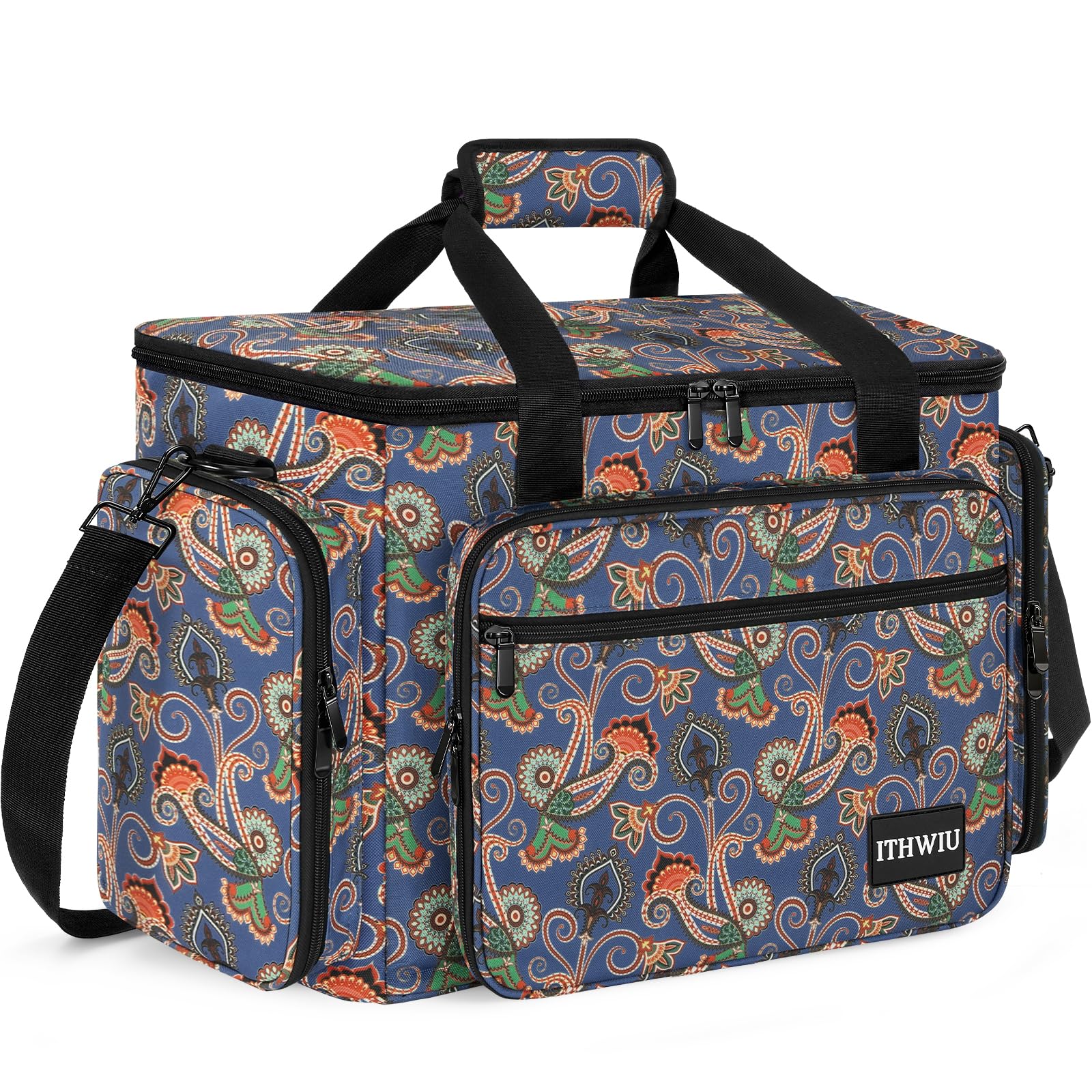Sewing Machine Carrying Case with Multiple Storage Pockets Large Capacity, Universal Tote Storage Bag Compatible with Most Standard Singer, Brother, Janome, Bohemian