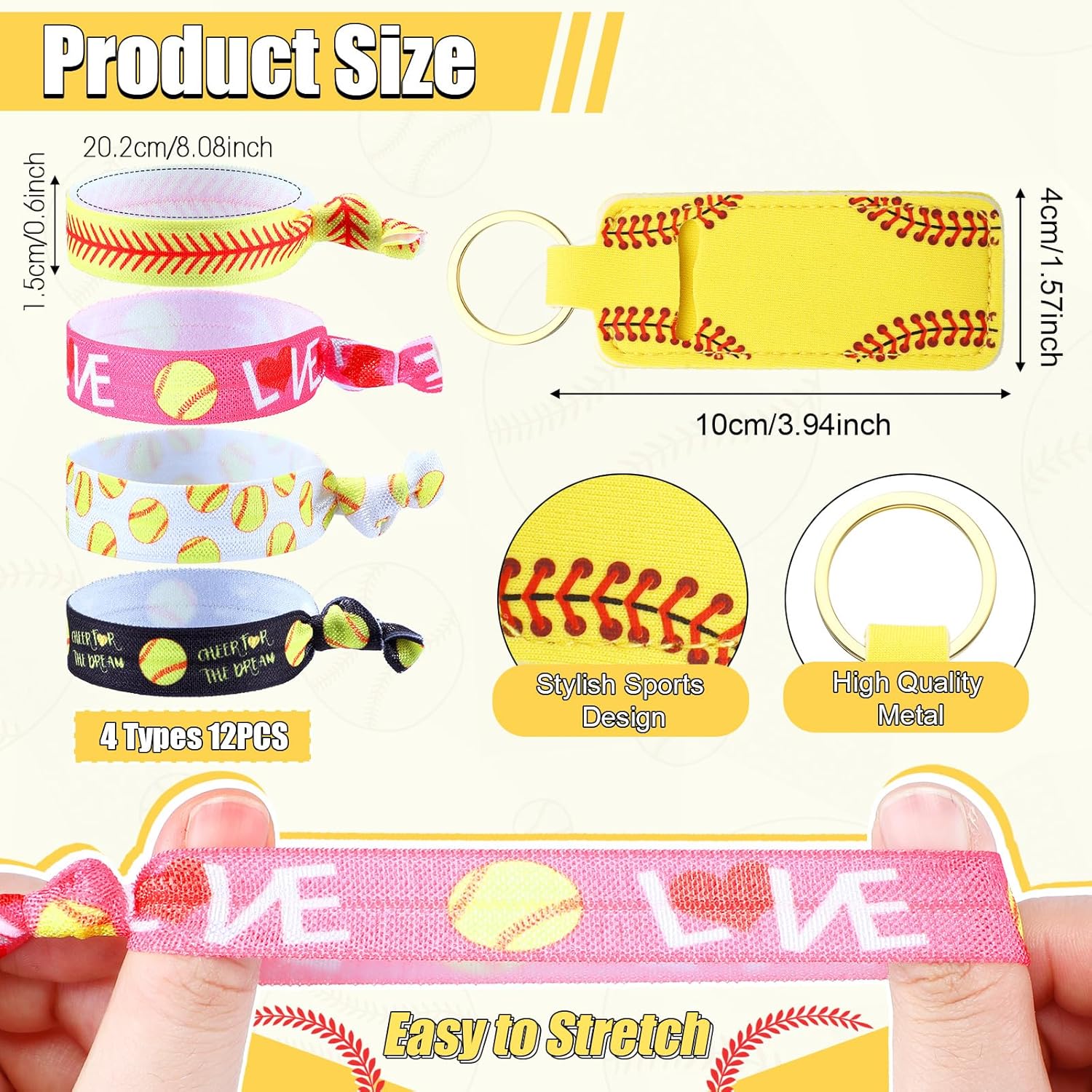 110 Pcs Softball Party Favors Bulk Softball Gifts Bag Include Hair Ties Scrunchies Charm Bracelets Stickers Lipstick Holder Keychain for Adult Team Sport Birthday Party Decoration