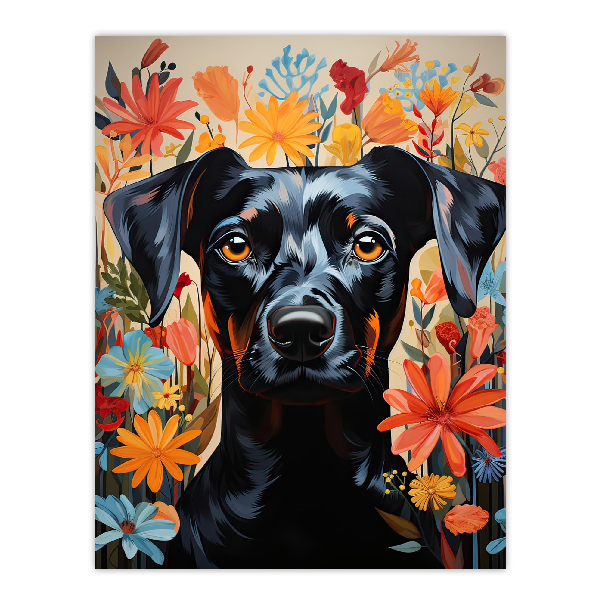 Artery8 The Good Dog Floral German Pinscher Portrait Large Wall Art Poster Print Thick Paper 18X24 Inch