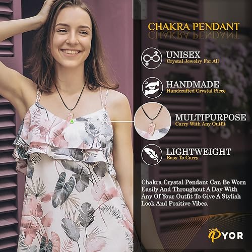 Miniatura 5 de PYOR Collar con colgante curativo de Reiki de cristal, gemas de buena suerte, prosperidad, riqueza, piedras preciosas naturales, collares de buena