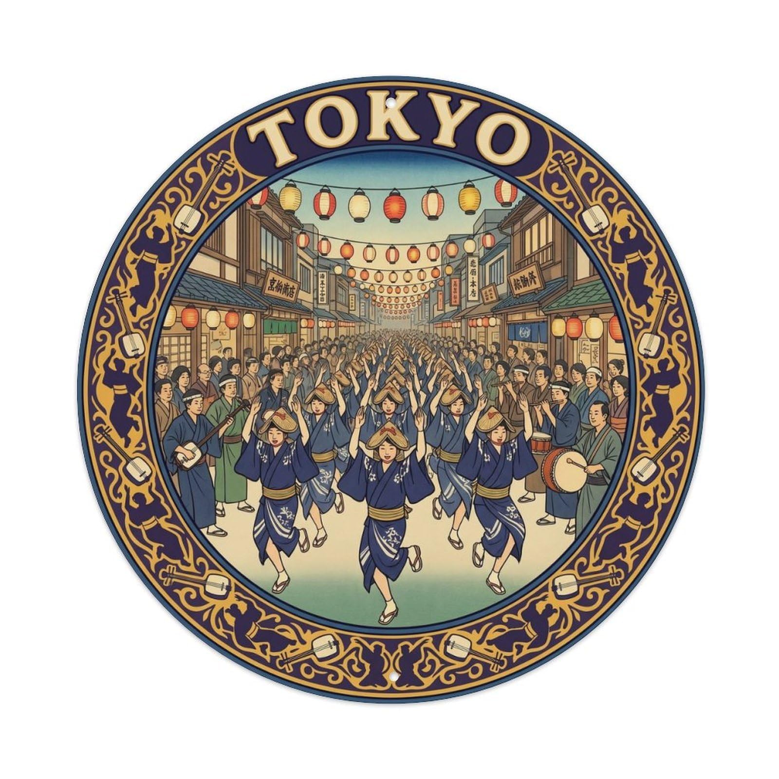 Olyhtr 8X8inch Classic Style Tokyo Koenji Awa Odori Festival Dance Parade Cultural Metal Tin Sign