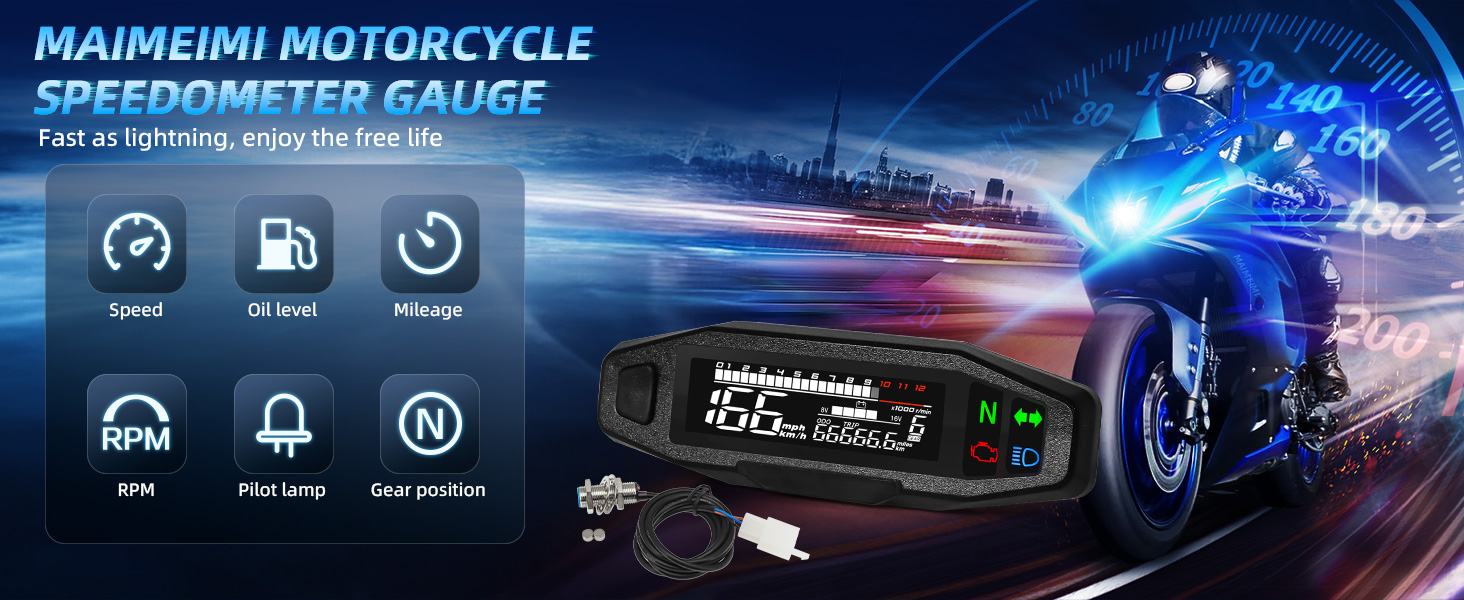 Amazon.com: Motorcycle Speedometer MAIMEIMI 9-16V Universal