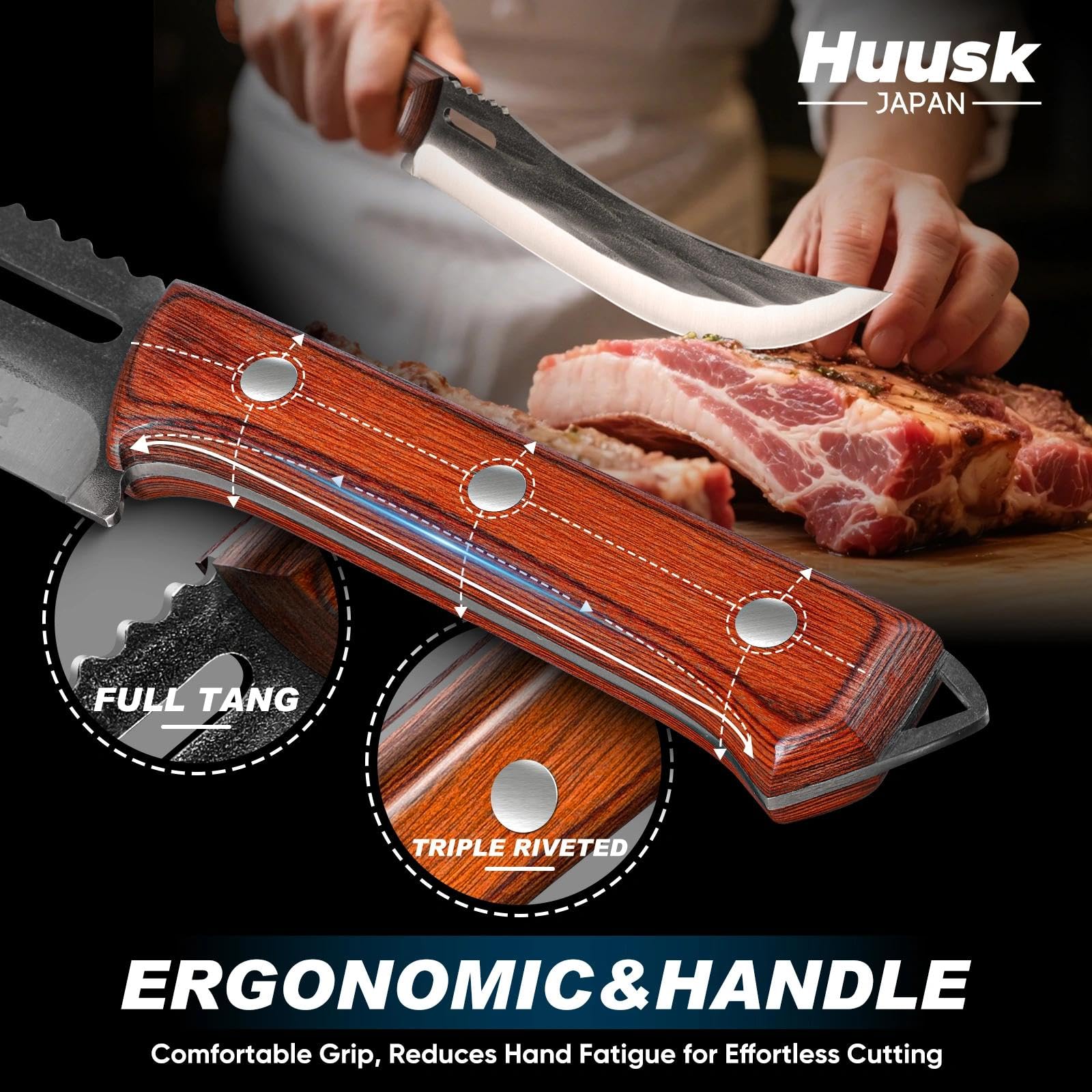 Huusk Japanese High Carbon Steel Carving Knife with Ergonomic Handle — Amazon image 3