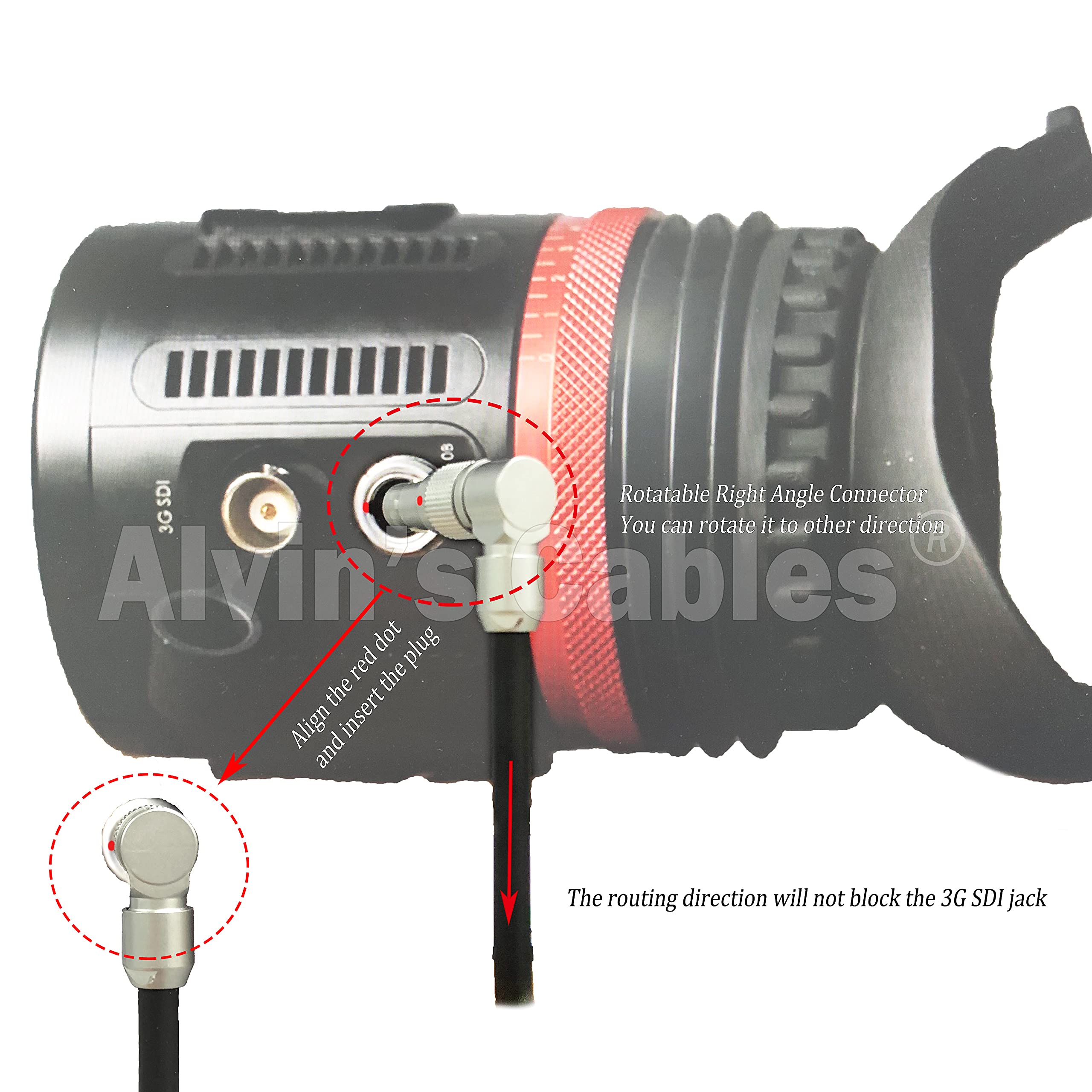 Alvin's Cables Zacuto Kameleon EVF - Cable Giratorio de 4 Pines Macho a Rosca D (45 cm)