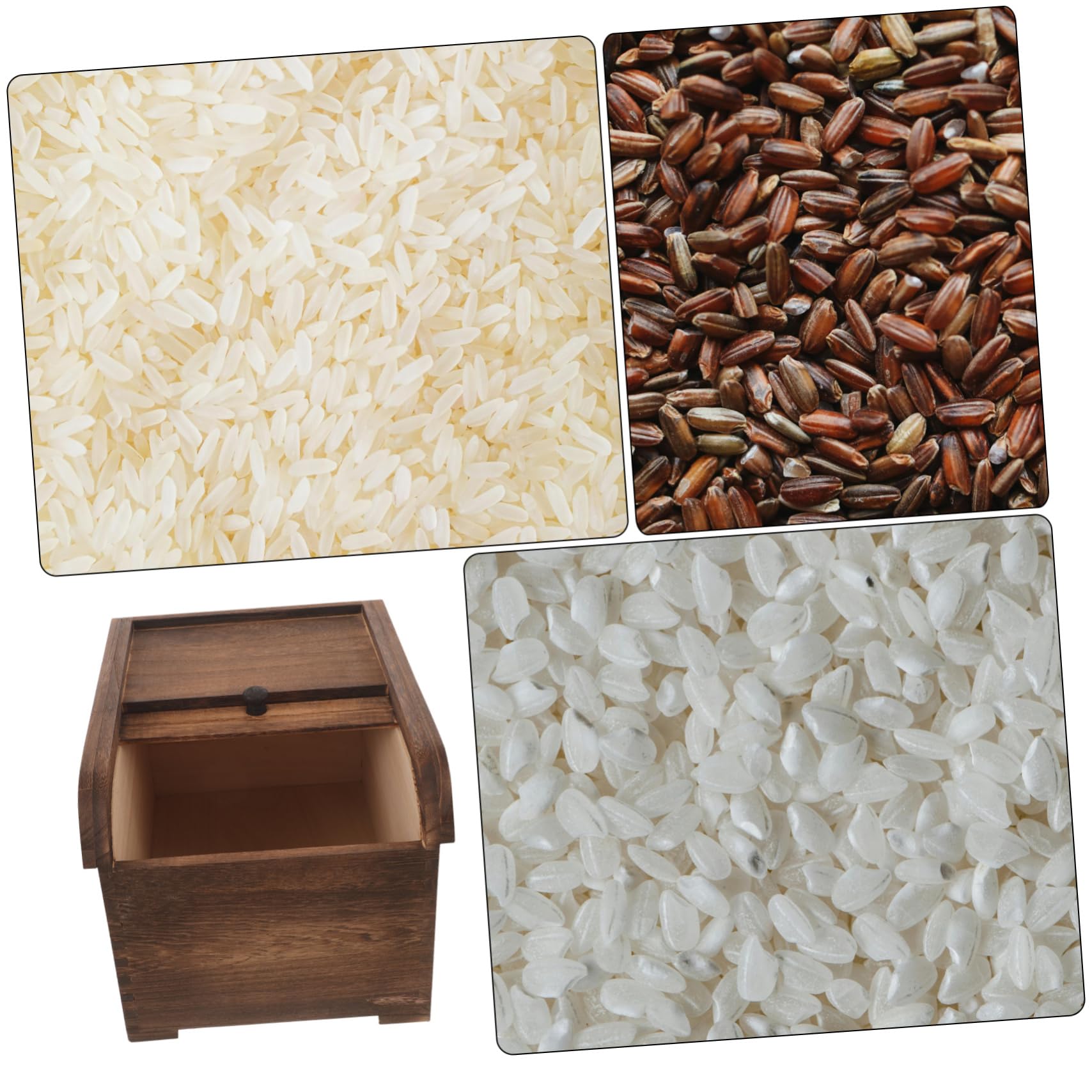 Cabilock Contenedor Multiusos Para Almacenar Alimentos Caja De Arroz De Madera Organizador De Cocina Balde Tapa Almacenamiento De Alimentos