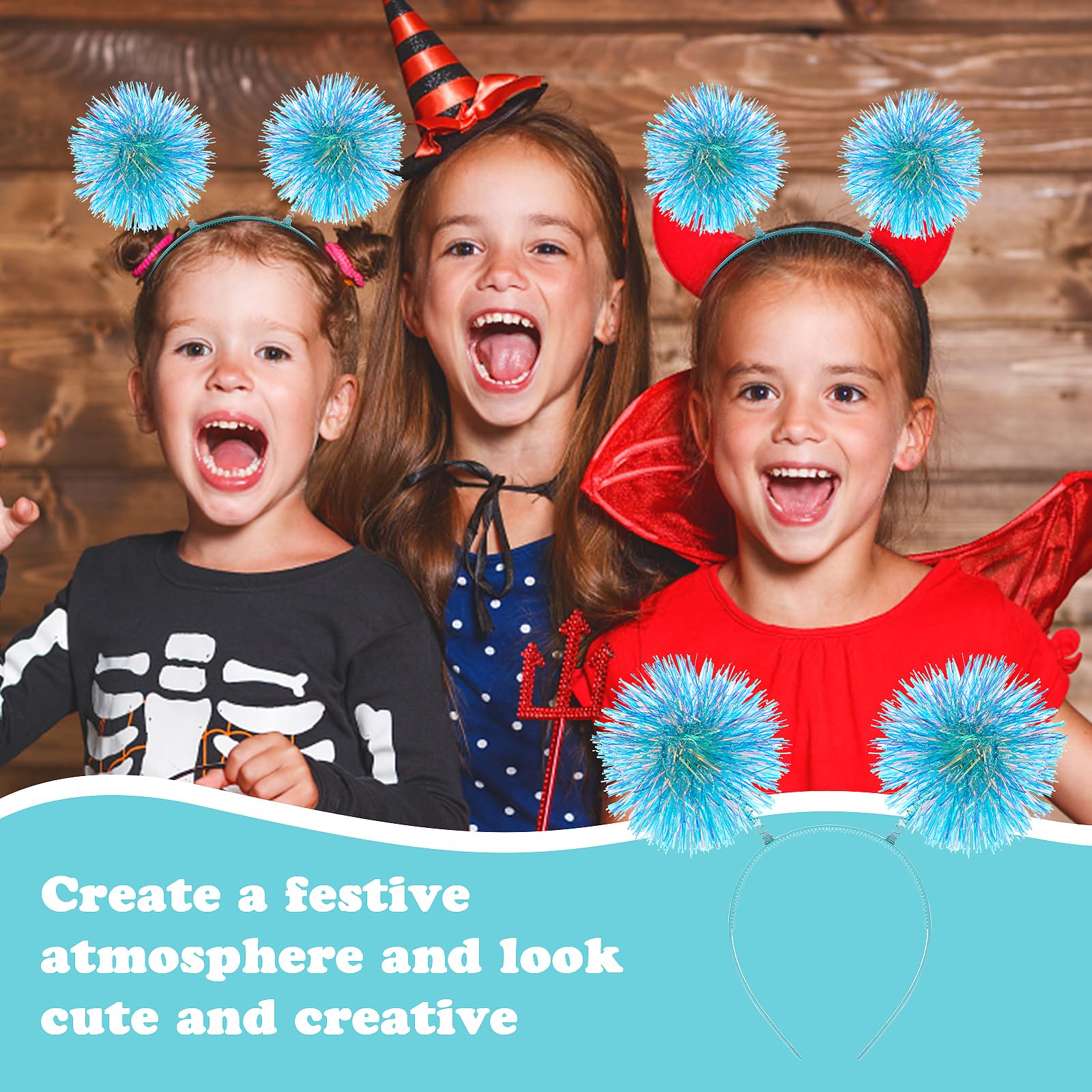 Snapklik.com : Foil Strips Pom Pom Headband Tinsel Fashion 