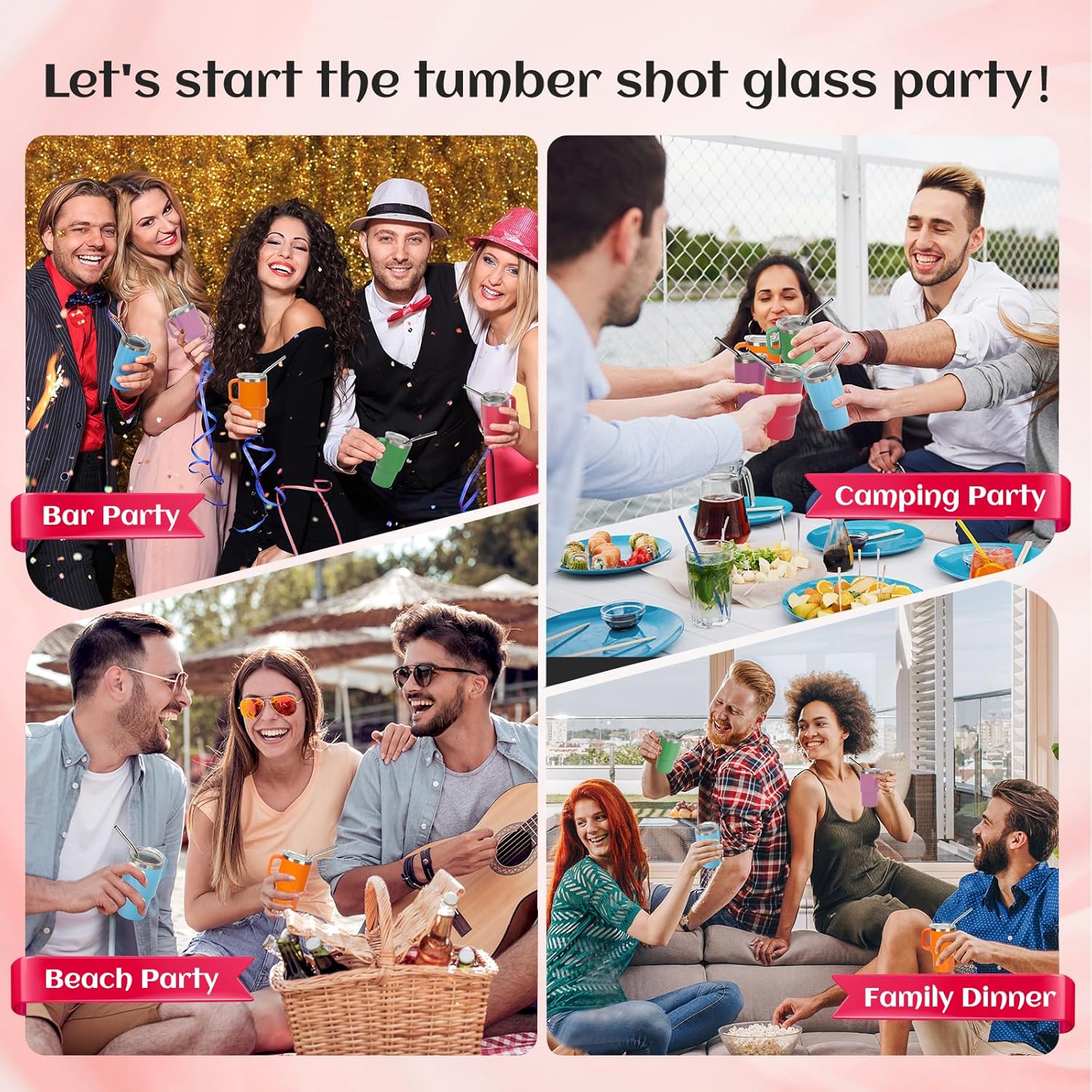 Cute Shot Glasses with Handle 3 oz, Mini Shot Tumbler with Lid and Straw, Kawaii Insulated Tumblers for Espresso Coffee Spirits Cute Stuff Funny Gifts, 6 Pack - Image 7