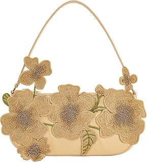 JW PEI Leona Bead Embellished Women's Shoulder Bag - Polyester Zipper Crossbody with Interior Pocket