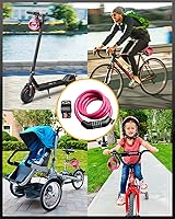 Vista 6 de Candado para bicicleta KEYSTP con cable y combinación, candado de bicicleta de alta seguridad con combinación de 5 dígitos reajustable antirrobo