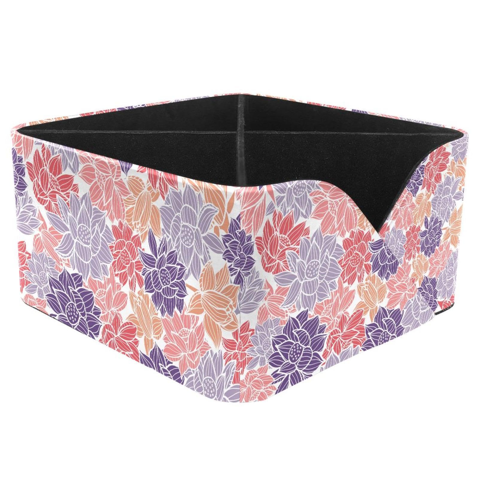 KengjuTesu Elegant Waterlilies or Lotus Flowers Desktop Organizer Pen Holder, Rectangular Pencil Cup for Office, Study and Makeup Stations