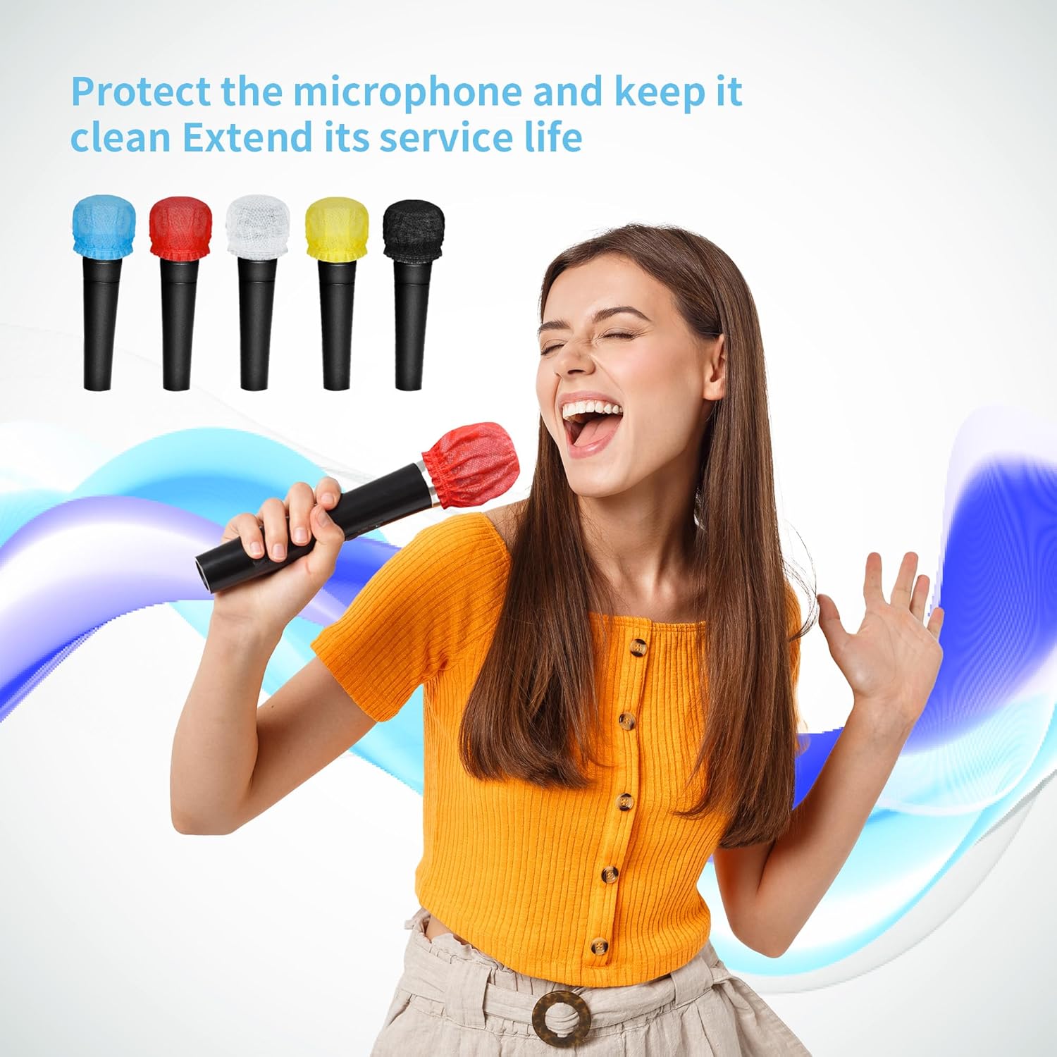 500 Pcs Disposable Microphone Covers, Windscreen Microphone Cover Non-Woven, Disposable Handheld Microphone Covers for KTV, Recording Room (Colorful)