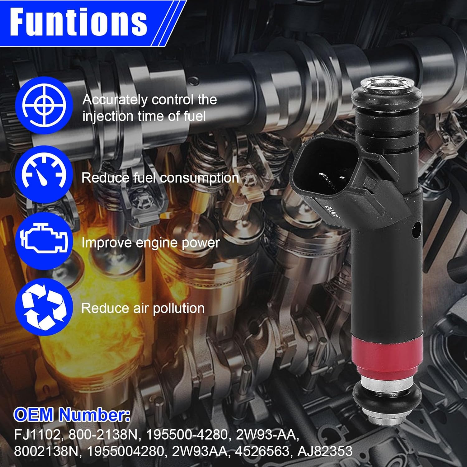 Set of 6 Fuel Injectors FJ320 for Ford Taurus 3.0L 2000-2007 for Mercury Sable 2000-2005 Replacement 800-1323N CM5130 6F1Z-9F593-AA