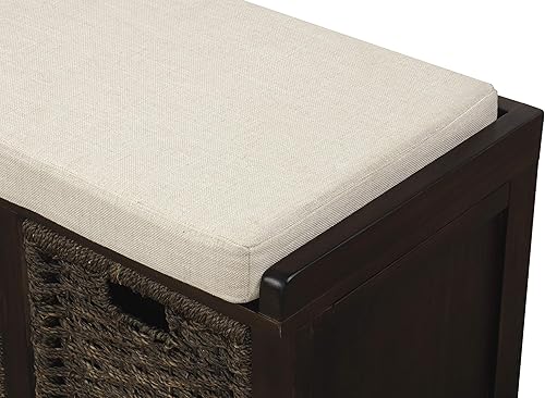 Miniatura 6 de Merax Banco de almacenamiento de entrada con 3 cestas extraíbles, banco de zapatos, banco de almacenamiento totalmente montado con cojín extraíble