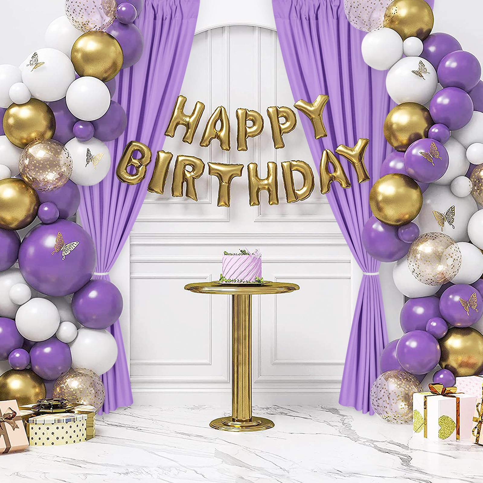 DWCN Lot de 2 rideaux de fond lavande pour fêtes avec passe-tringle, rideaux de toile de fond pour photographie, décorations de mariage, anniversaire, réunions de famille, 1,5 x 2,4 m