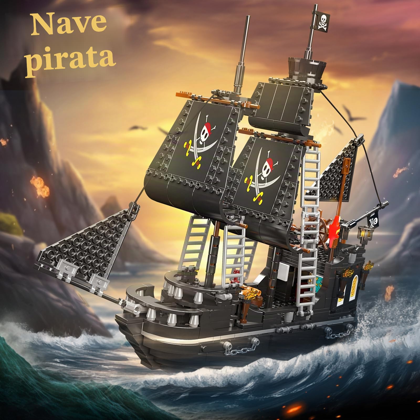 Mould King Black Pearl 10195 - Set di mattoncini da costruzione, 932 + pezzi con design dettagliato, regalo per ragazzi e ragazze dai 10 anni in su