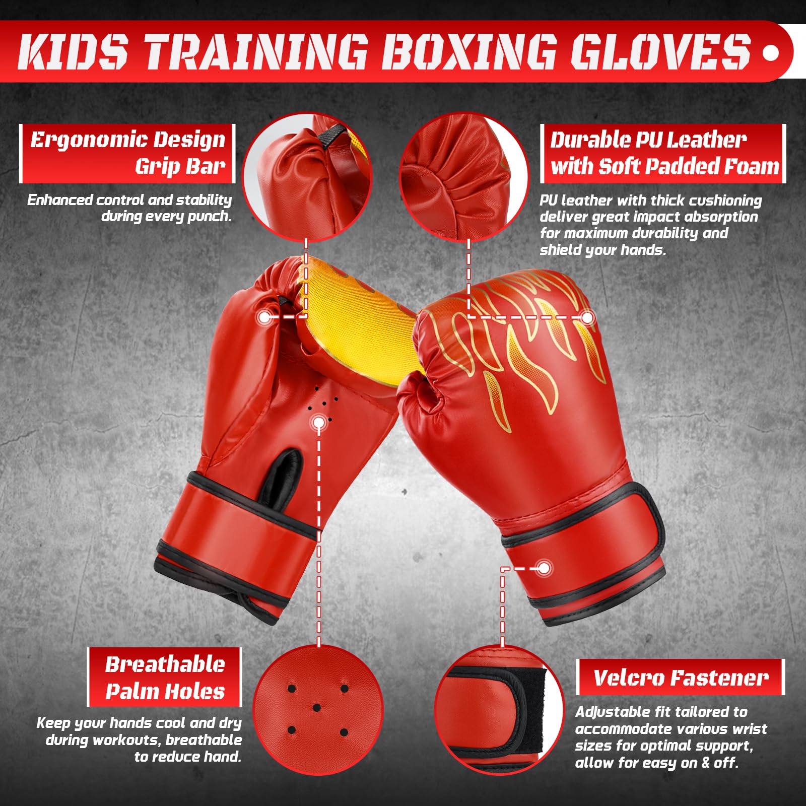 4-in-1 Boxing Gloves and Punching Mitts Set for Boys & Girls, Kids Boxing Gloves Focus Pads with Hand Wraps, Boxing Reflex Ball, Boxing Equipment Set for MMA Karate Muay Thai Taekwondo