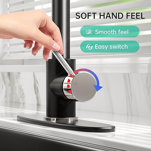 Miniatura 10 de Grifos de cocina con rociador extraíble, grifo de fregadero de cocina comercial de resorte de níquel cepillado, latón macizo con mesa de montaje de