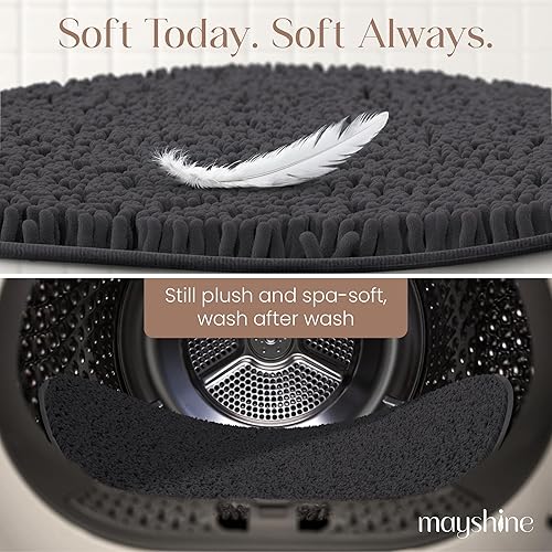 Miniatura 56 de Tapete de baño extra largo de felpilla suave, tapete de microfibra absorbente, lavable a máquina y antideslizante para puerta, baño, habitación