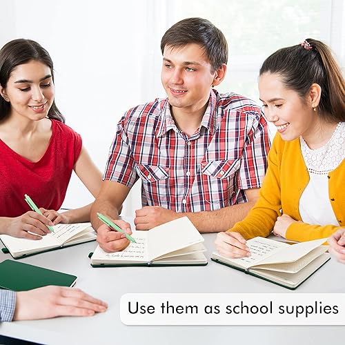 Miniatura 5 de feela Paquete de 3 cuadernos a granel con 3 bolígrafos negros, cuaderno de tapa dura A5, juego de diario clásico rayado con soporte para bolígrafo