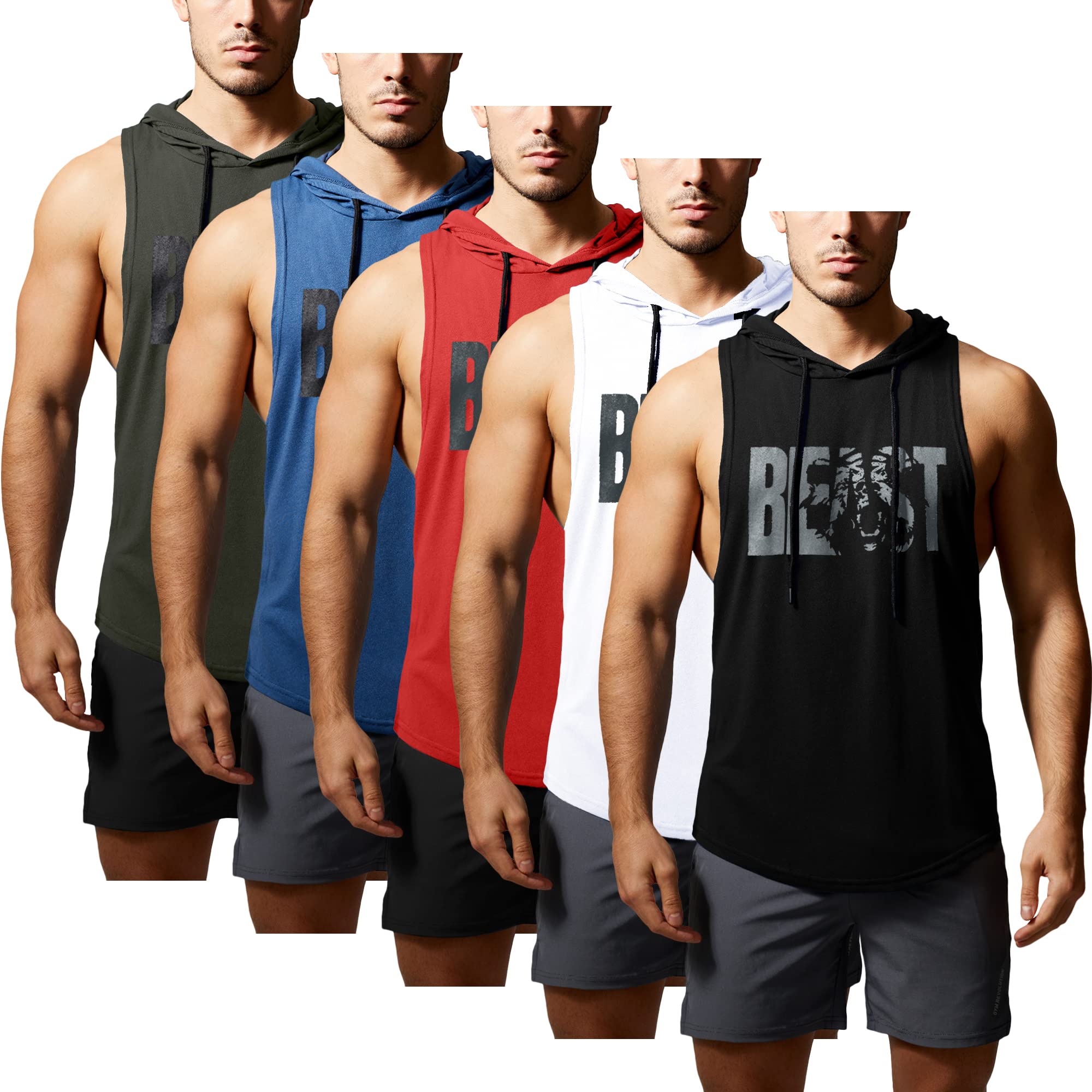 GYM REVOLUTIONMen's 5 Pack Workout Fitness Sleeveless Shirts Muscle Gym Tank Tops