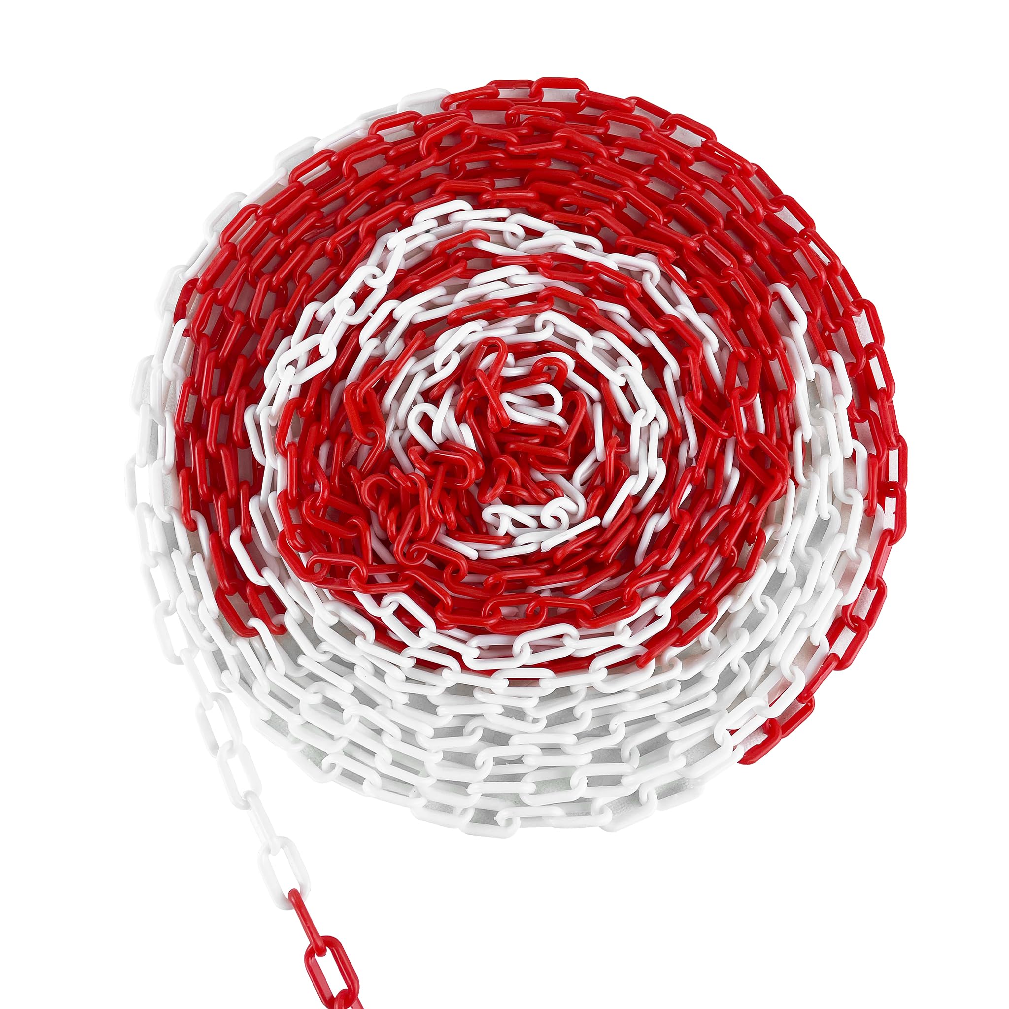 UISEBRT Cadena de plástico de 50 m, color rojo/blanco, 6 mm, cadena de seguridad de plástico