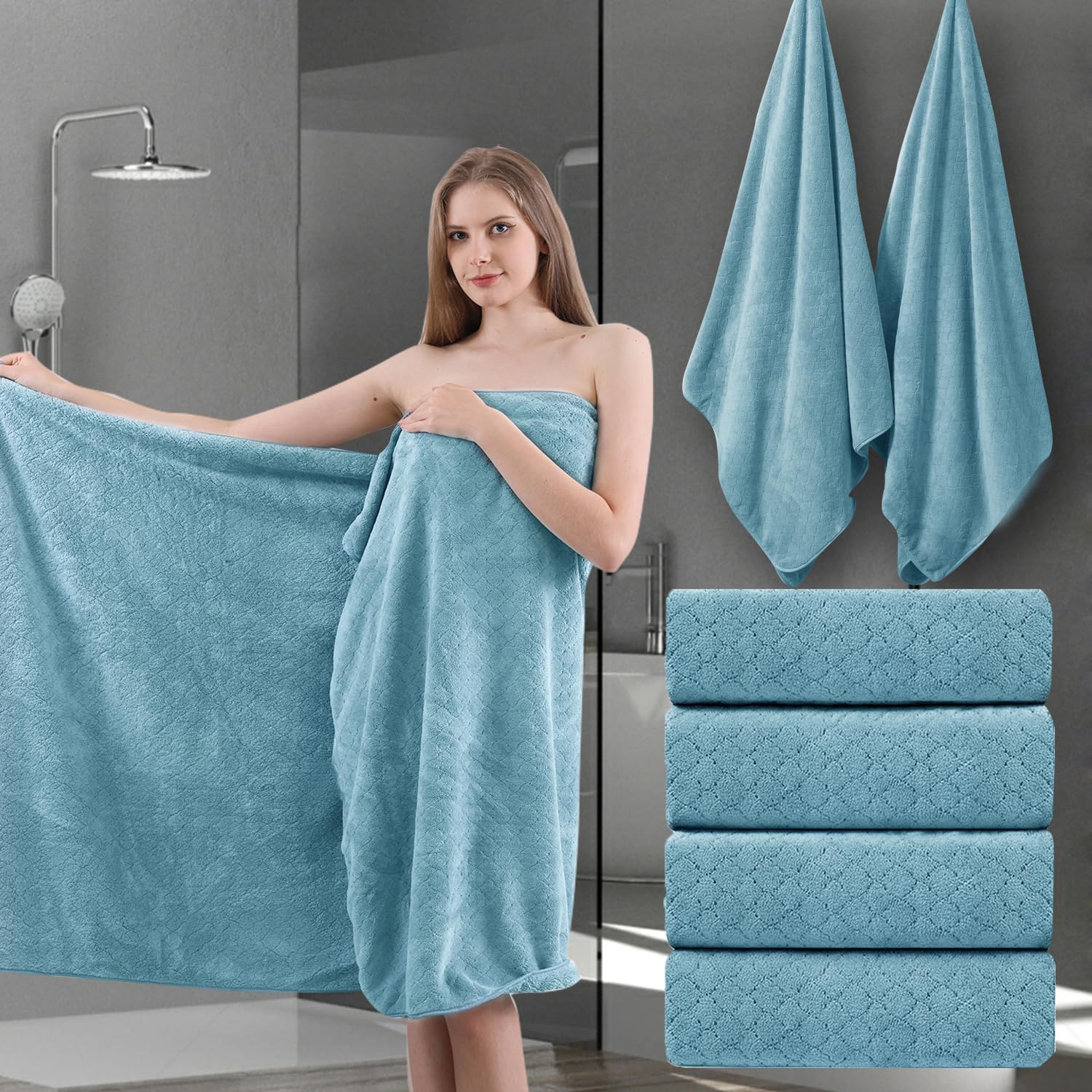 Toallas de baño extragrandes de microfibra de lujo de 21.16 oz/m² para hotel y spa