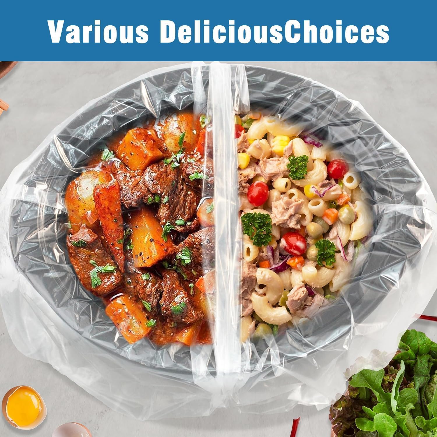 Slow Cooker Liners, 20 Count Cooking Bags Large Size Disposable Pot Liners Plastic Bags, Fit 3QT to 8QT for Slow Cooker Cooking Trays, 13"x 21" (20) - Image 5