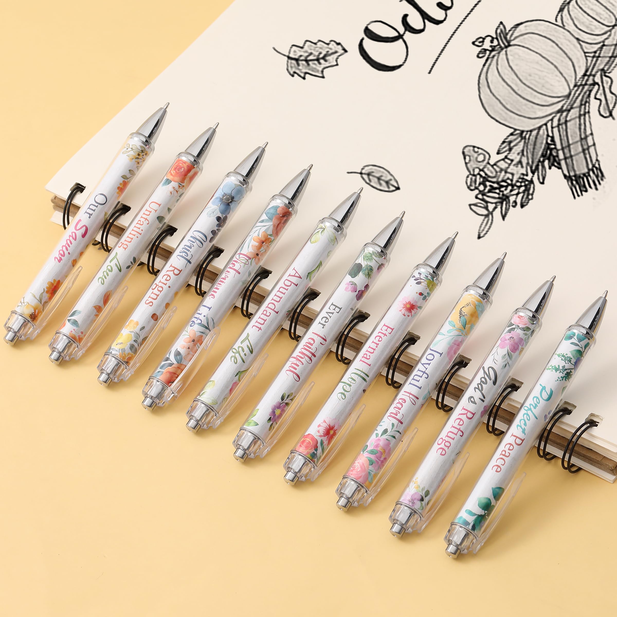Mr Pen Christian Pen Set 10 Pack Faith Blossoms Black Ink Bible Verse Pens Ballpoint Pens — view 4