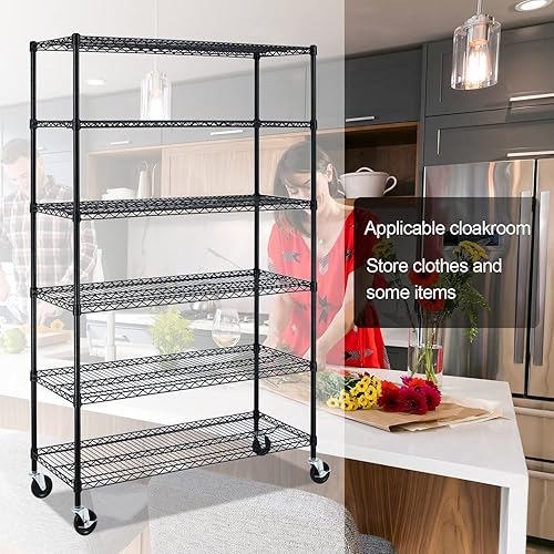 Miniatura 7 de Estantes de almacenamiento, Unidad de Estantería de Alambre de 6 Niveles NSF Certificado Estante de Almacenamiento 18 "D x 48" Ancho x 78 "H 6000Lbs