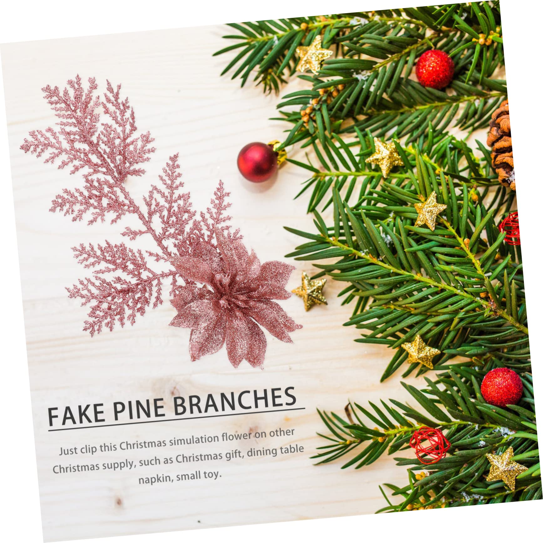 TOPBATHY 2 Set Di Rami Di Pino Natalizio Fiori Finti Decorativi Albero Raccoglie Imitazione Decorazione Per Casa Vacanze 6 Pezzi * 2