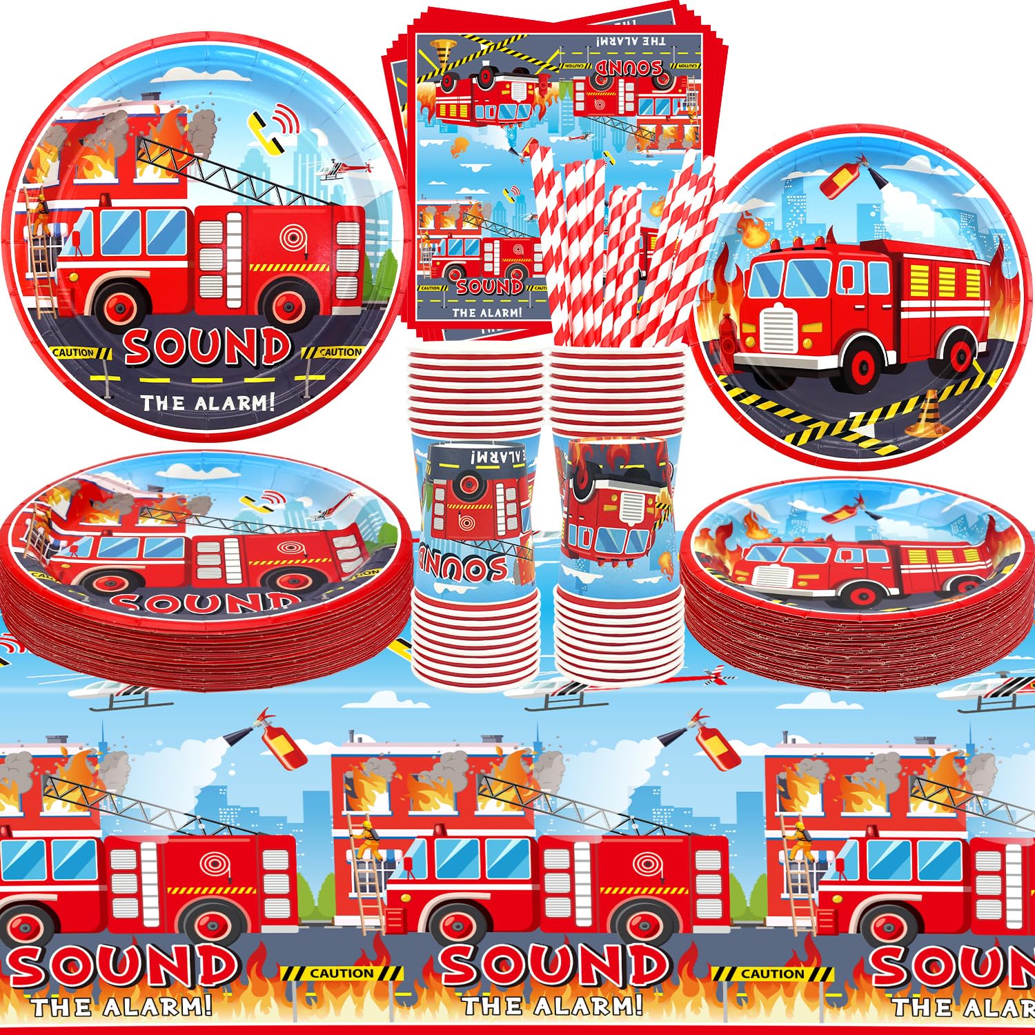 Vaisselle de fête camion de pompiers pour un anniversaire enfant réussi