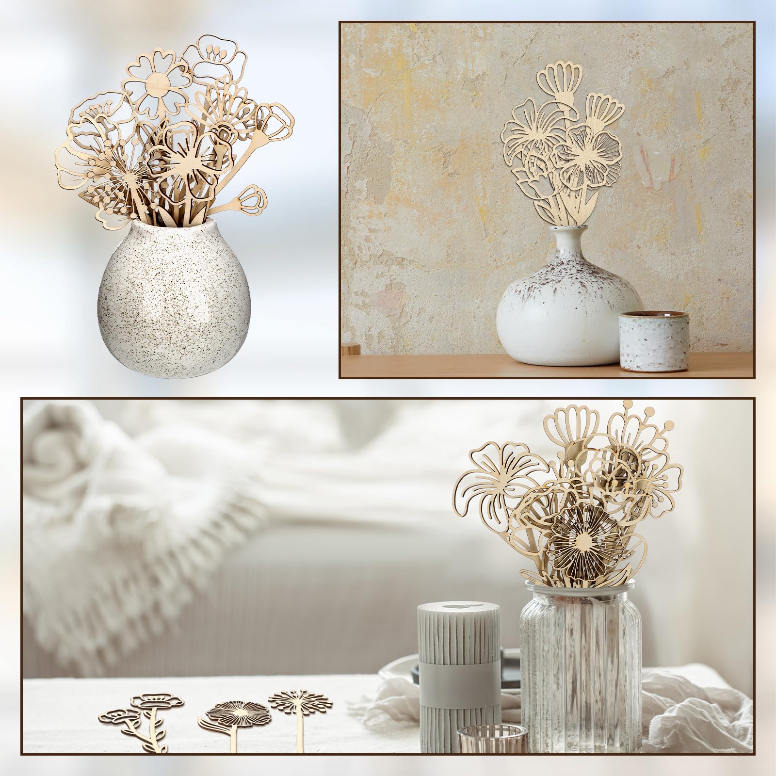 Amazon.com: RattanView 36 Pcs Wooden Wildflower Decor Set Wood