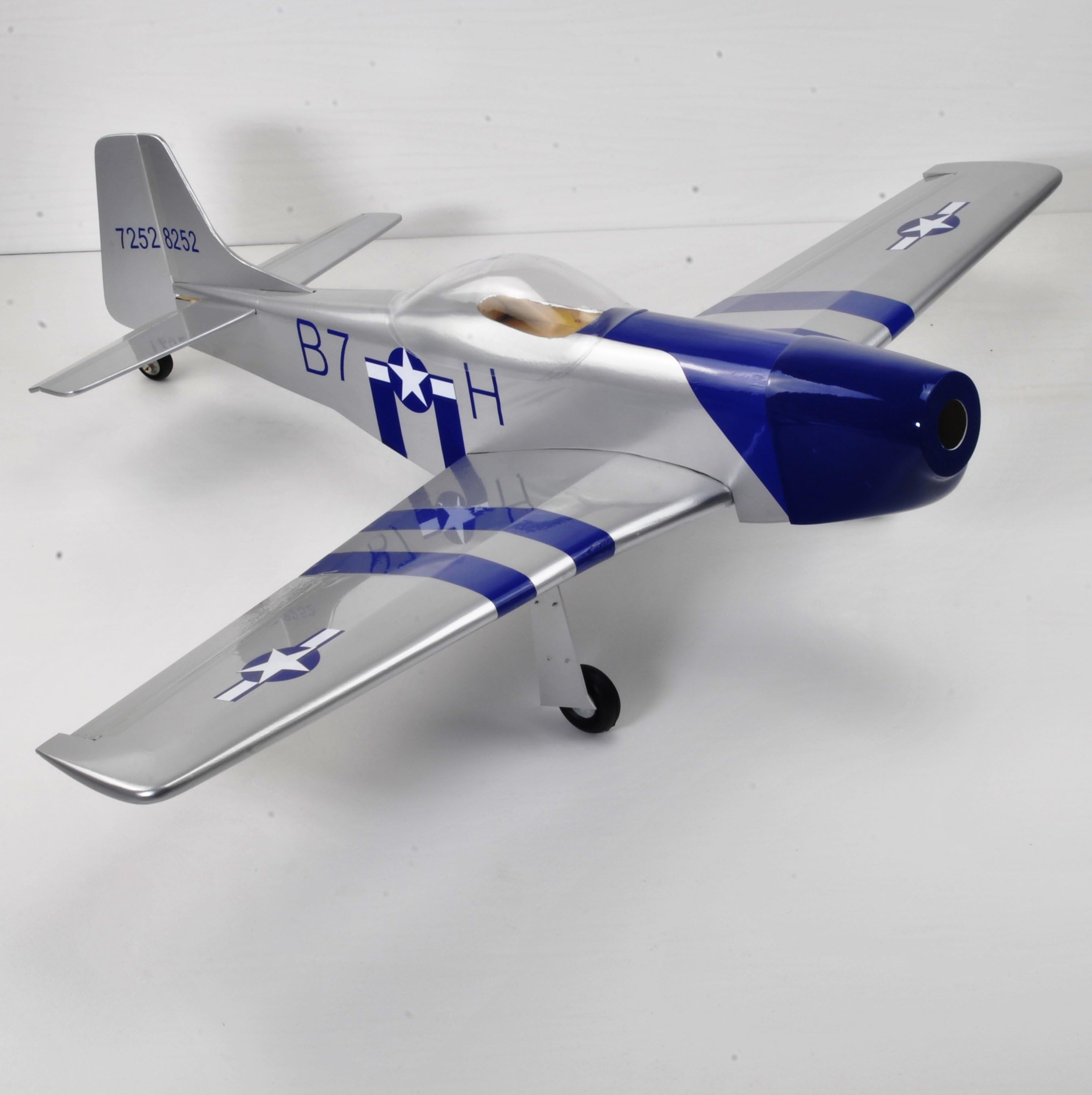 P-51 Mustang Balsa RC WWII Warbird ARF Kit (Silver/Blue)