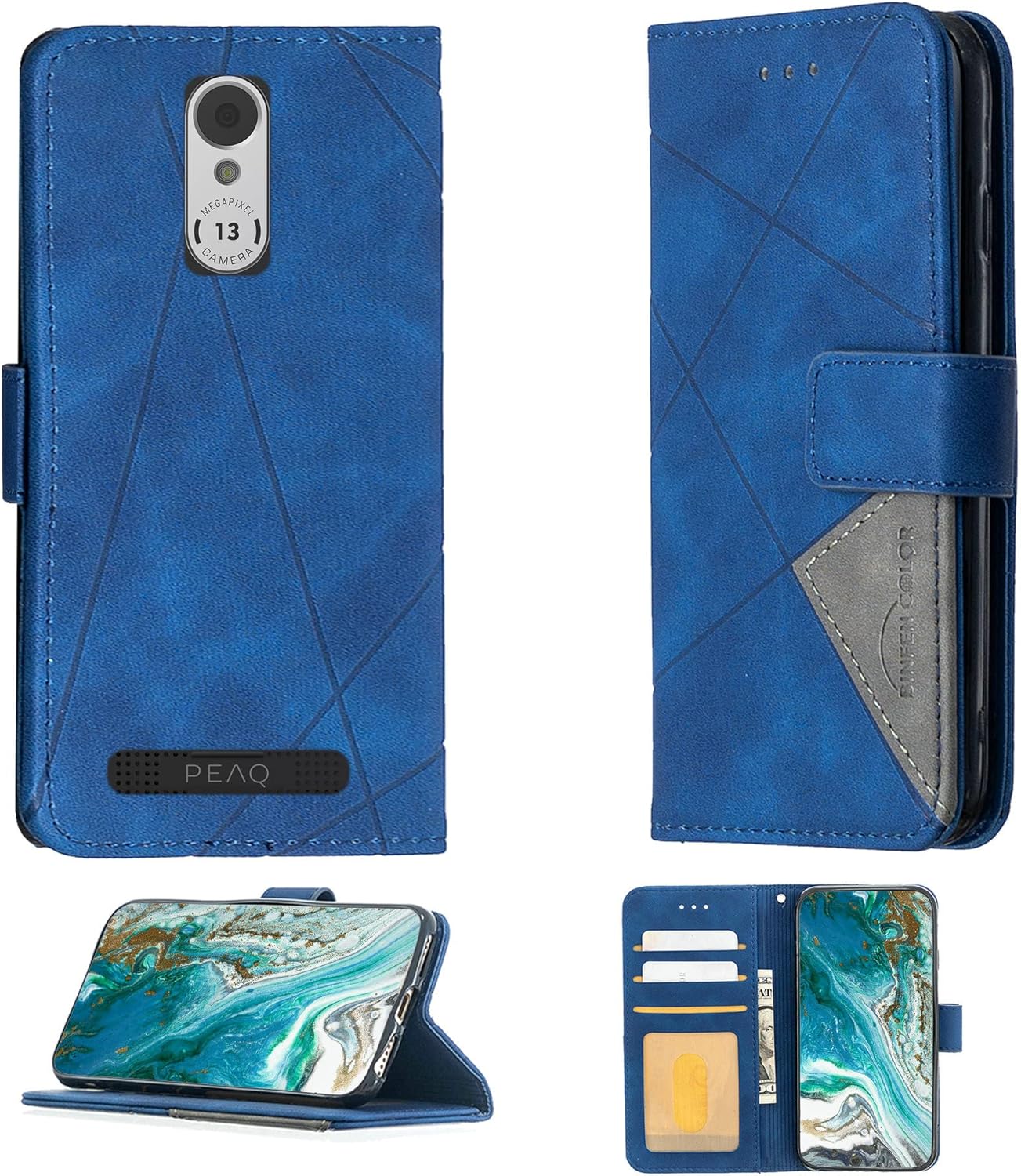 Case for Peaq PSP 400 Case Compatible with Peaq PSP 400 Phone Case Flip Stand Cover PU Leather Wallet Case Blue