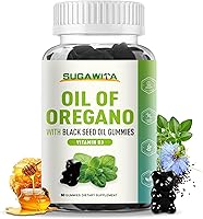 Vista 1 de Aceite de orégano con aceite de semilla negra + vitamina D3 Aceite de orégano 3 en 1 500 mg gomitas para la salud inmune Conserva carvacrol