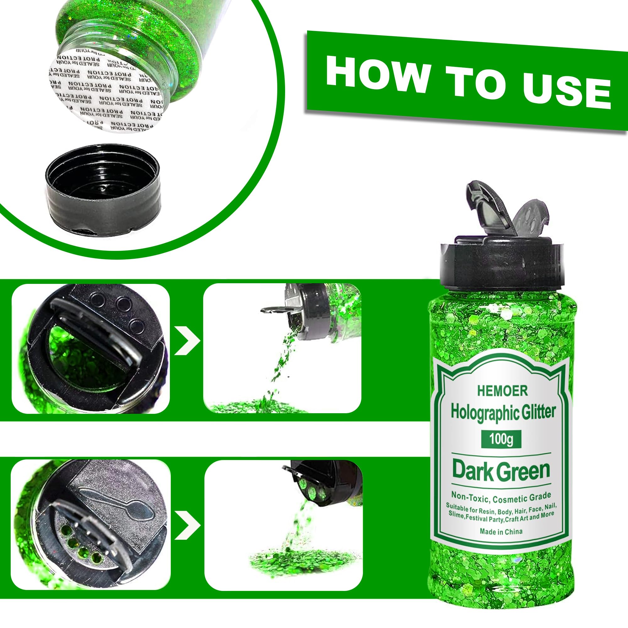 HEMOER Dark Green Glitter - Image 3