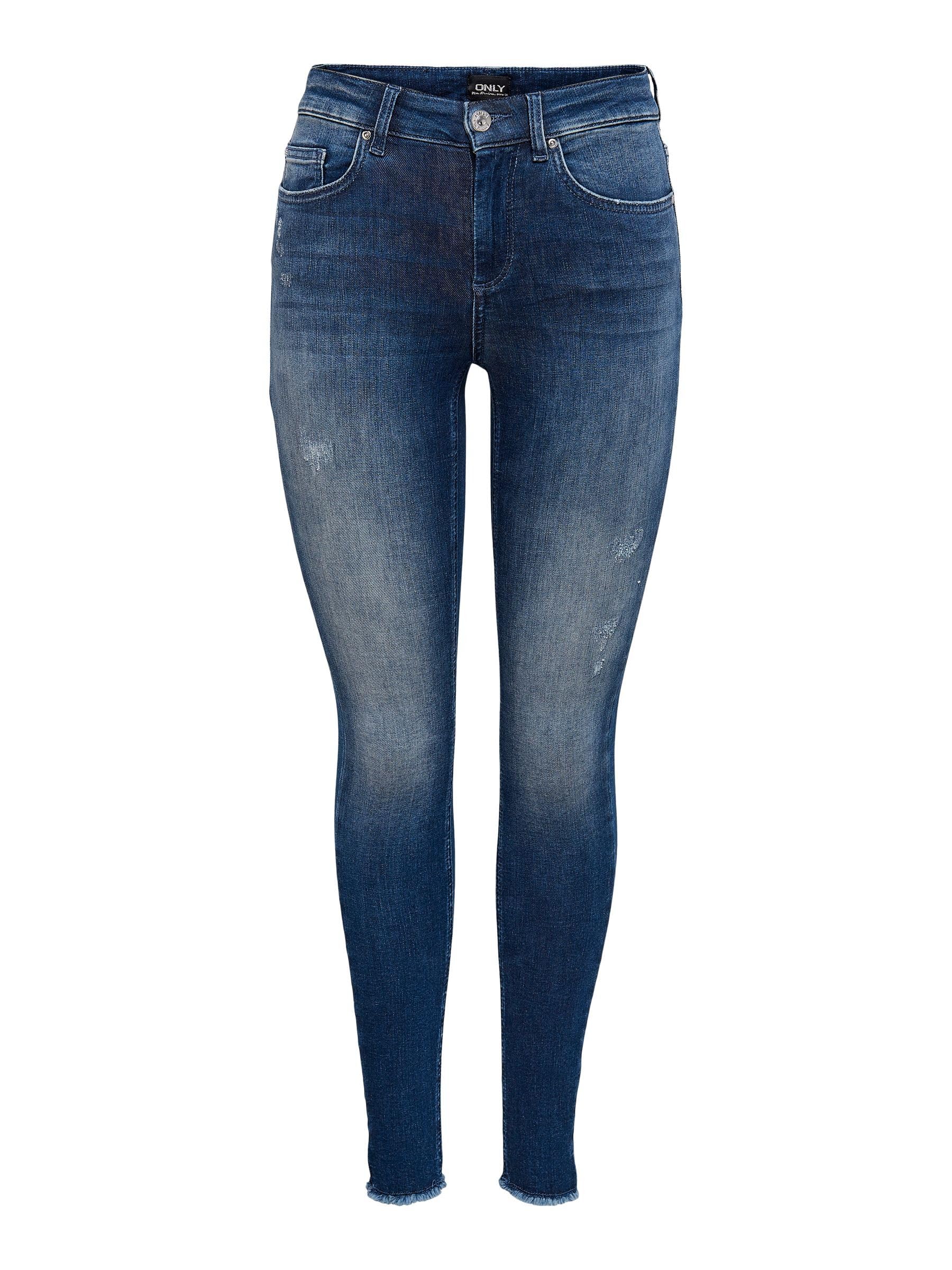 ONLY Damen Onlblush Life Mid Sk ANK Raw Rea811 Noos Jeans, Dark Blue Denim, XS / 32L EU