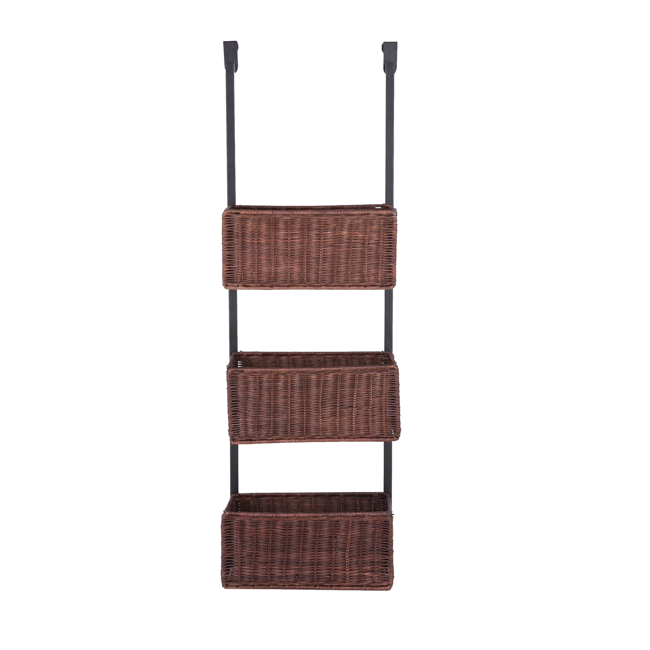SEI FurnitureOver-The- Door 3-Tier Woven Basket Storage, Espresso with Black