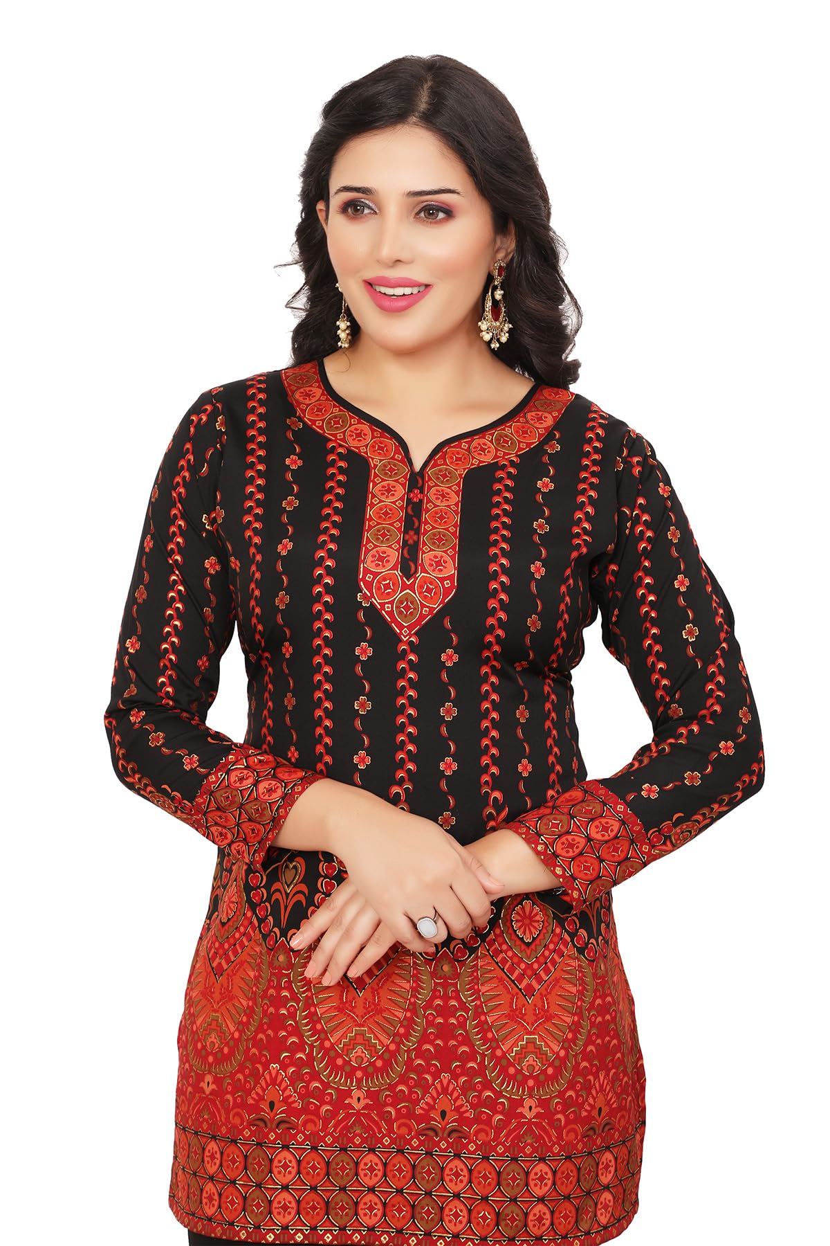Women's Printed Short Kurti Kurta Indian Tunic Top Indian Clothes