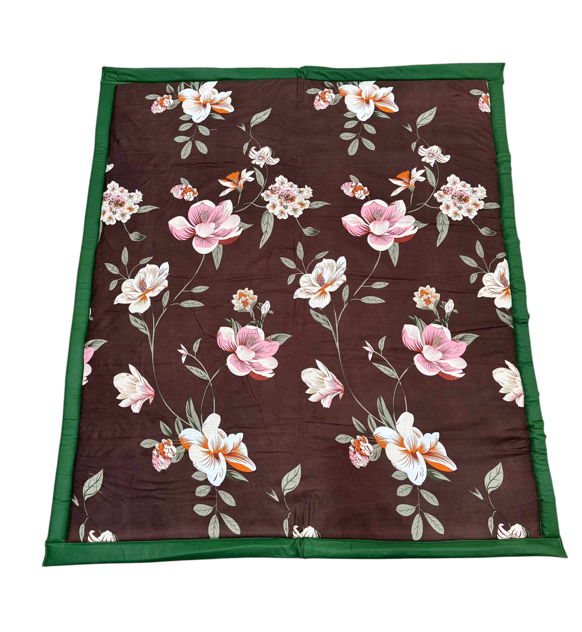 SRI SARAVANA KORAI MAT Industries Foldable Korai Mat Cushion Bed, Purple Floral Design with Natural Straw, Travel Friendly Picnic Mat (5 * 6 FEET)-image-37