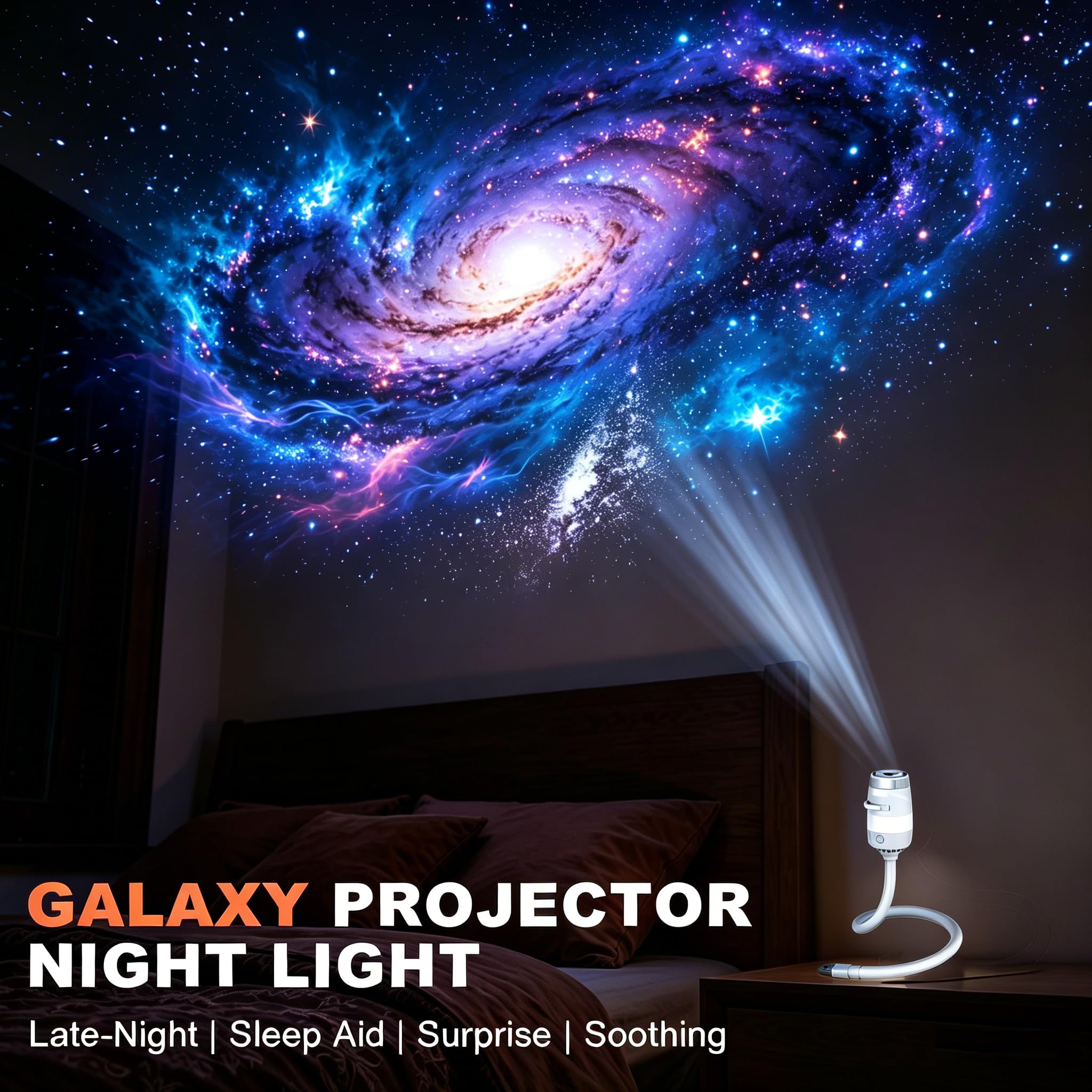 Veilleuse projecteur galaxie 2 en 1 USB portable Galaxy Star Veilleuse (13 films de projection)