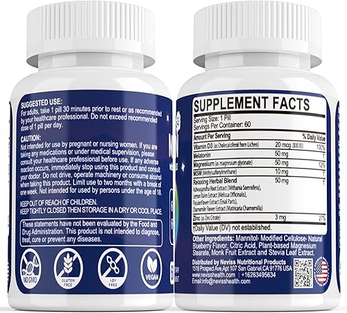 Miniatura 8 de Melatonina sin azúcar de 50 mg para adultos  180 porciones de disolución rápida masticable y sublingual  Melatonina extra fuerte con MSM, selenio y