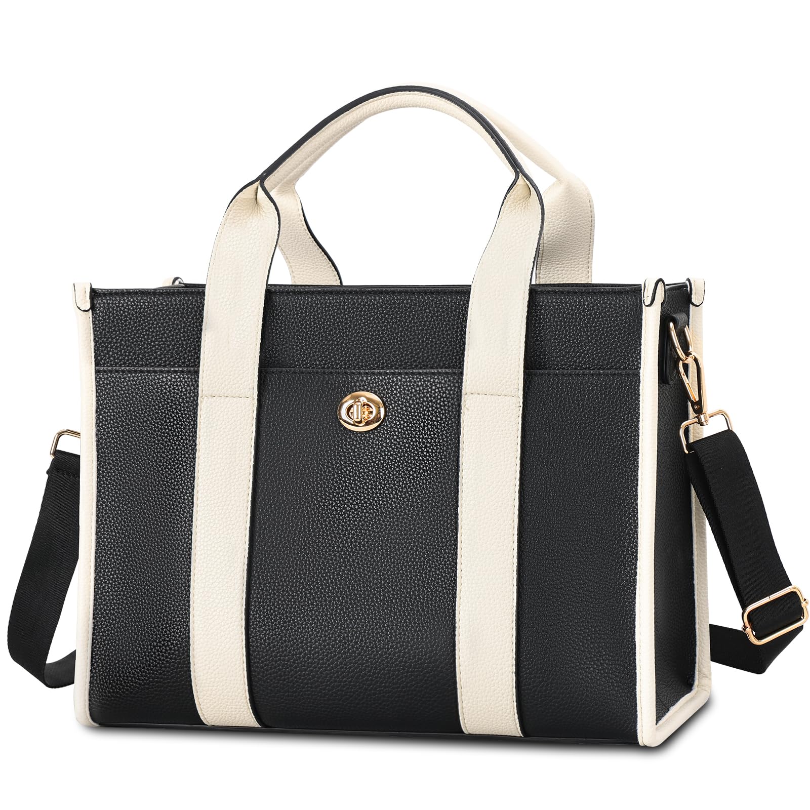 Jetviivid Lunch Tote Bag for Women PU Leather Lunch Bag with Tablet Compartment for Work Ladies Thermal Lunch
