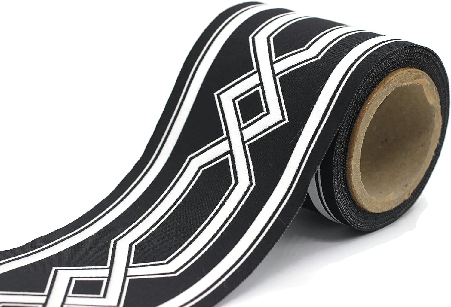 3.8 Yards Spool 3.9" Brown Caramel Geometric Drapery Trim Jacquard Ribbon for Your Drapes Curtains Drapery Banding Trim Tape V7 178