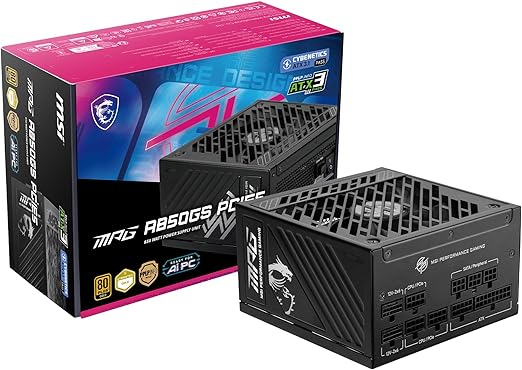MSI MPG A850GS PCIE 5.1 ATX 3.1 Gaming Power Supply - Full Modular - 80 Plus Gold Certified 850W - 100% Japanese 105°C Capacitors - Dual 12V-2x6 - ATX PSU - 10 Year Warranty