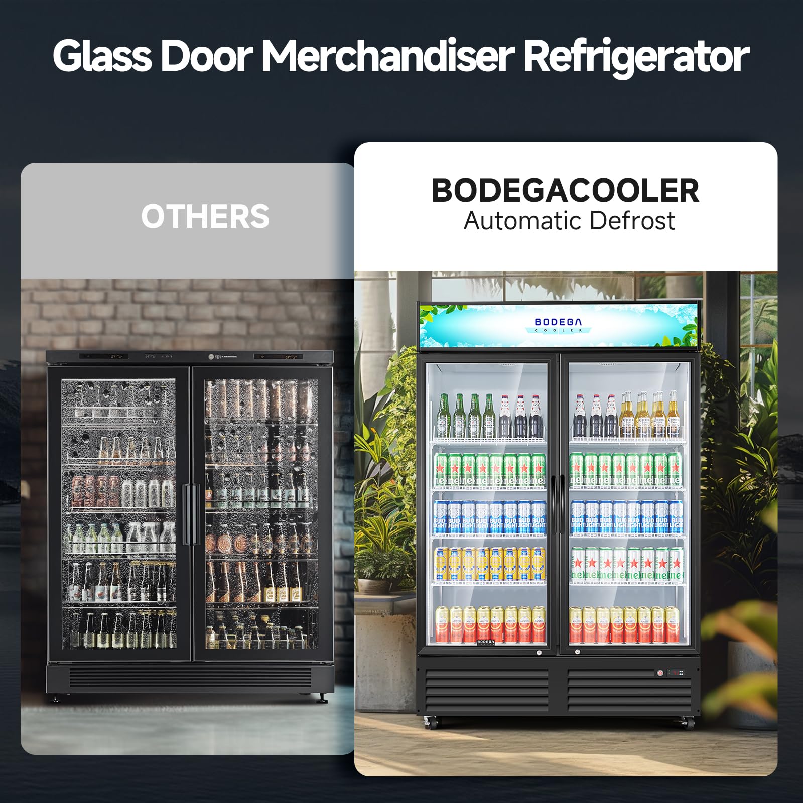 COOLER - Refrigerador comercial comercial, refrigerador comercial de bebidas de 2 puertas de vidrio, enfriador de exhibición de bebidas de 40 pies cúbicos con luz LED suave, estantes ajustables 7